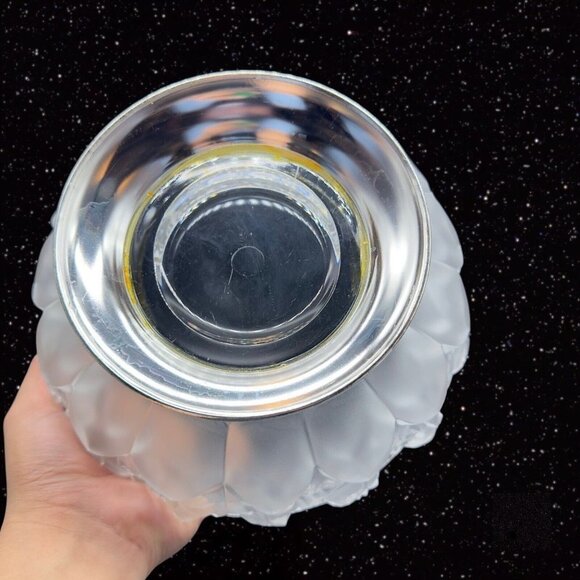 Frosted Satin Crystal Rose Pattern Compote On Silverplate Base Made West Germany - Picture 11 of 13